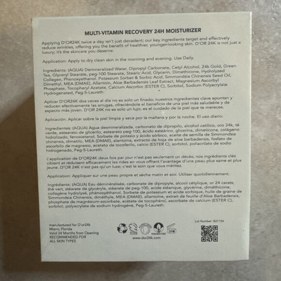 D'OR24K Prestige Endless Beauty Multi-Vitamin Recovery 24H Moisturizer 1.7 Fl Oz - Picture 2 of 2